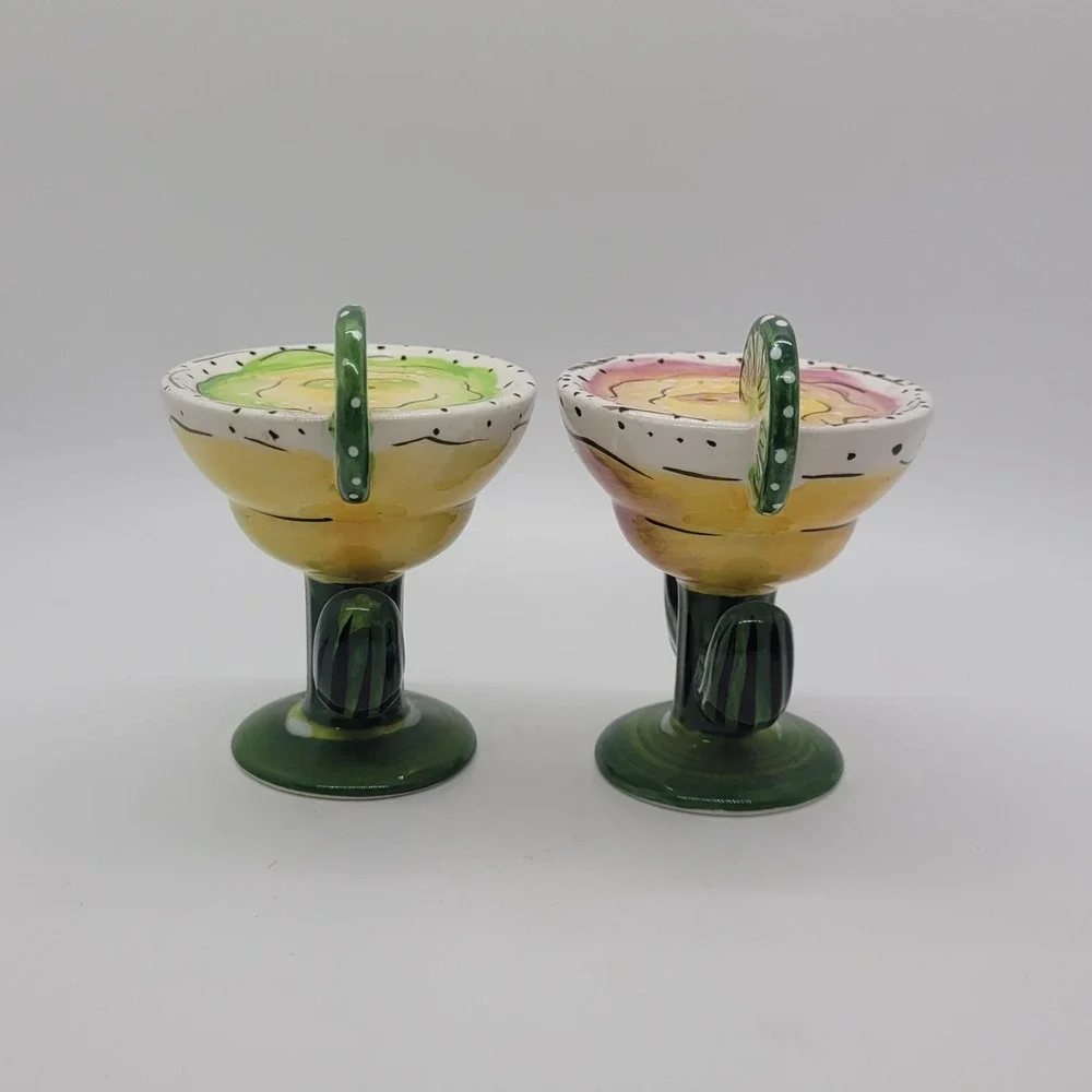 C.A. Ceramic Margarita Cactus Salt and Pepper Shaker Set Southwest Barware Decor